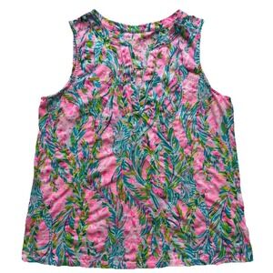 Lilly Pulitzer Pink Multicolor Leaf-Print Tank Top